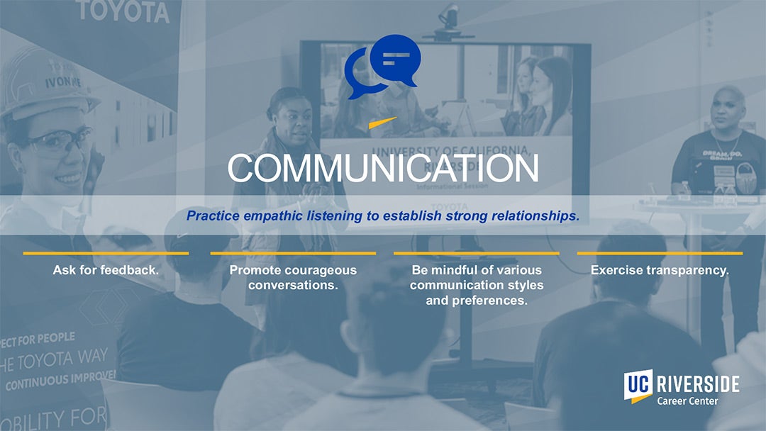 Career Center Core Values Slide 2 – Communication