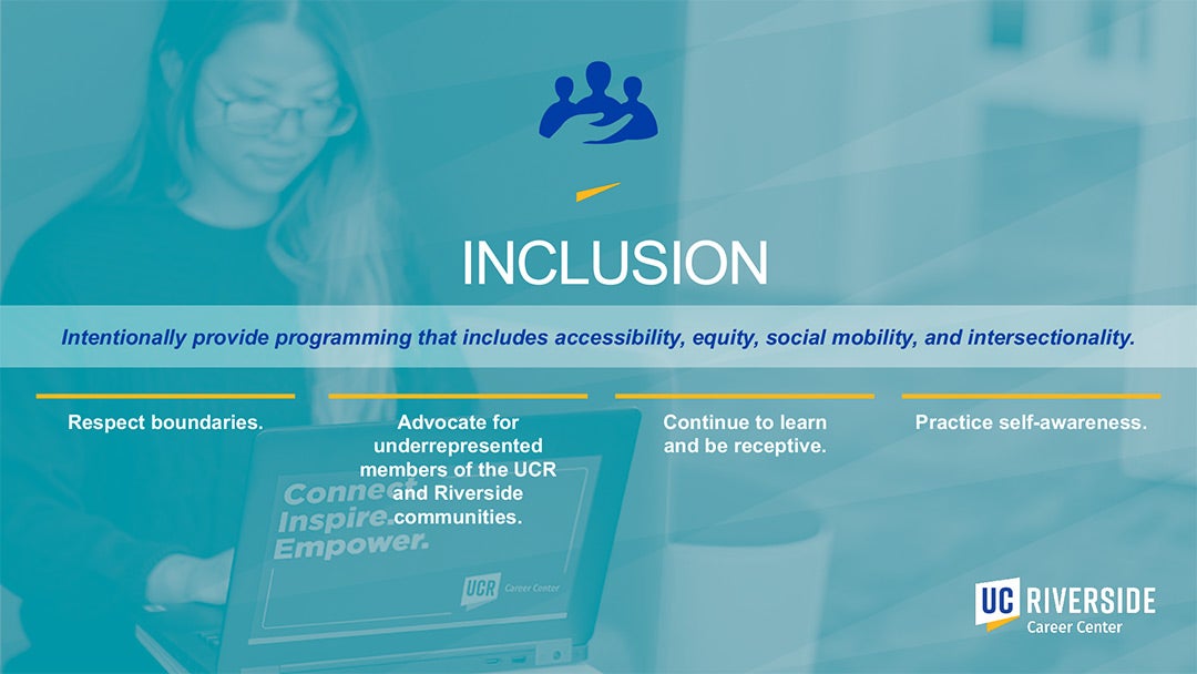 Career Center Core Values Slide 4 – Inclusion