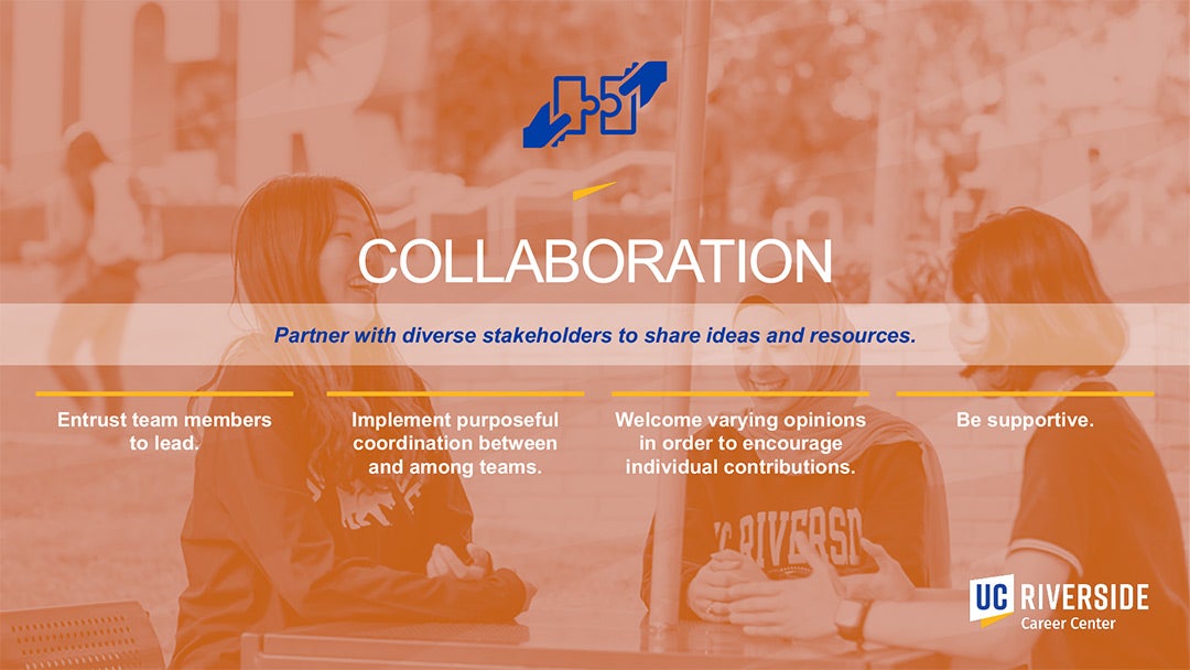 Career Center Core Values Slide 3 – Collaboration